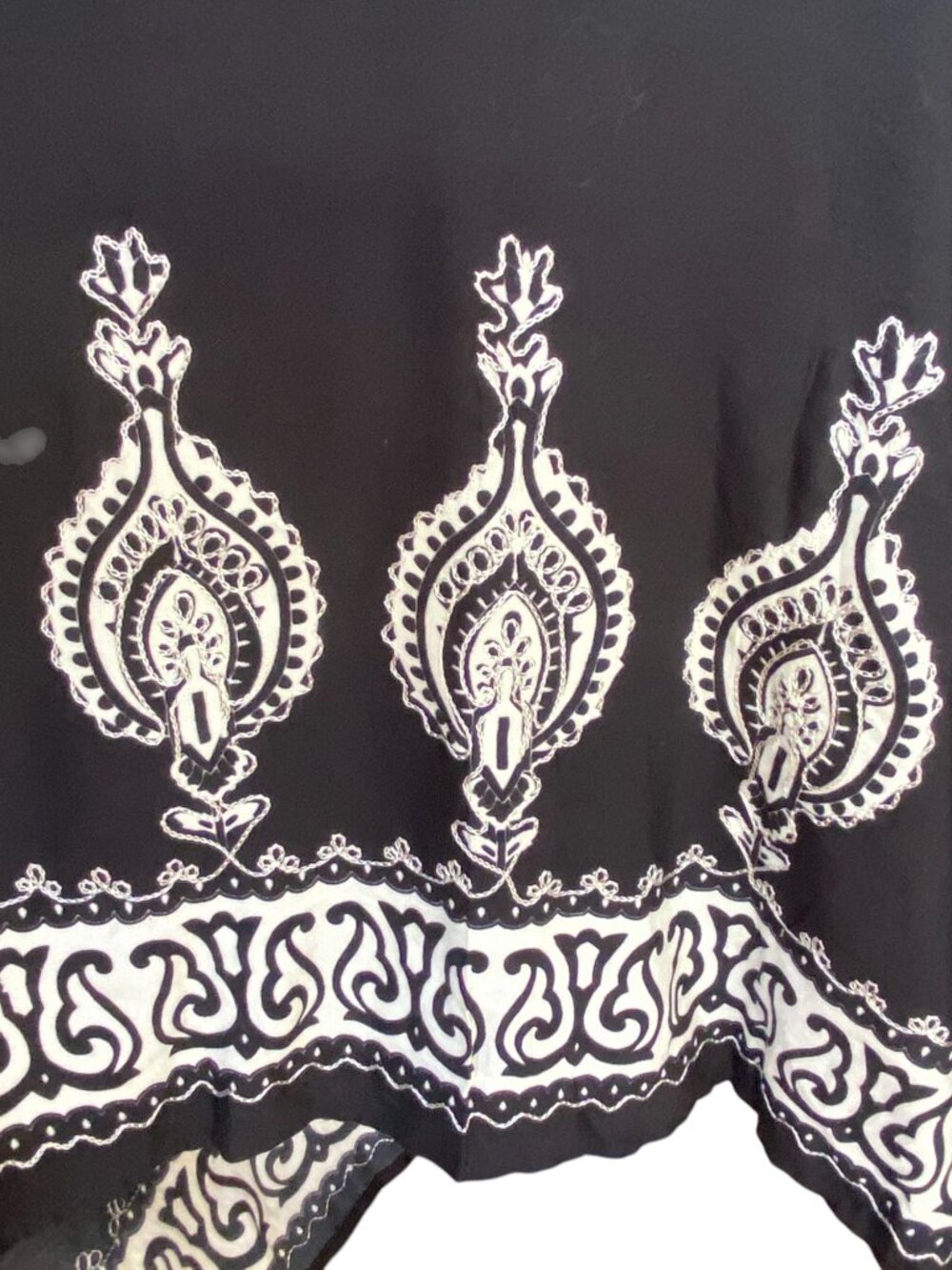 Vintage Advance Apparels Scroll Print Handkerchief Hem Dress Black White Y2K-OS - Picture 10 of 13